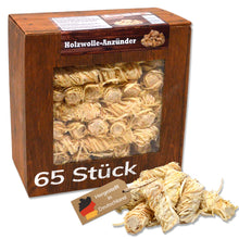 Laden Sie das Bild in den Galerie-Viewer, Anzündwolle aus Naturholz & Wachs - für lange Brenndauer