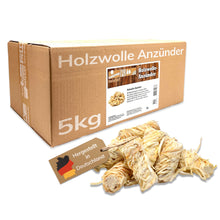 Laden Sie das Bild in den Galerie-Viewer, Anzündwolle aus Naturholz & Wachs - für lange Brenndauer