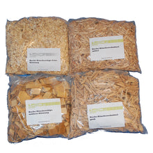Laden Sie das Bild in den Galerie-Viewer, Smoker-Set BUCHE 4 x je 2 Liter oder 4 x je 1 Liter (Chips fein, Chips mittel, Schnitzel mittel, Schnitzel grob)