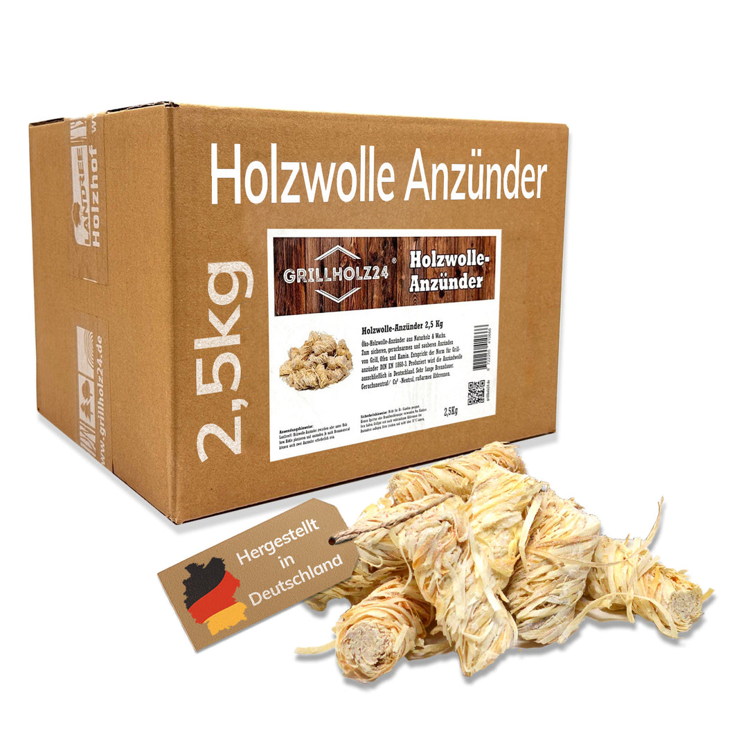Anzündwolle aus Naturholz & Wachs - für lange Brenndauer